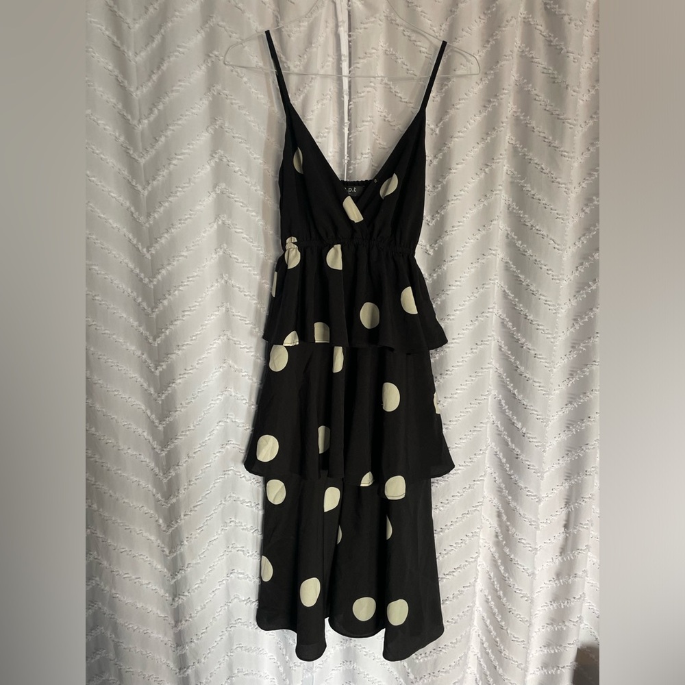 Black Polka Dot Tiered Sun Dress